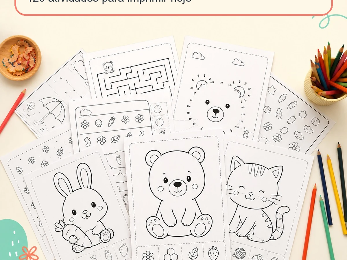 Criança usando o material impresso